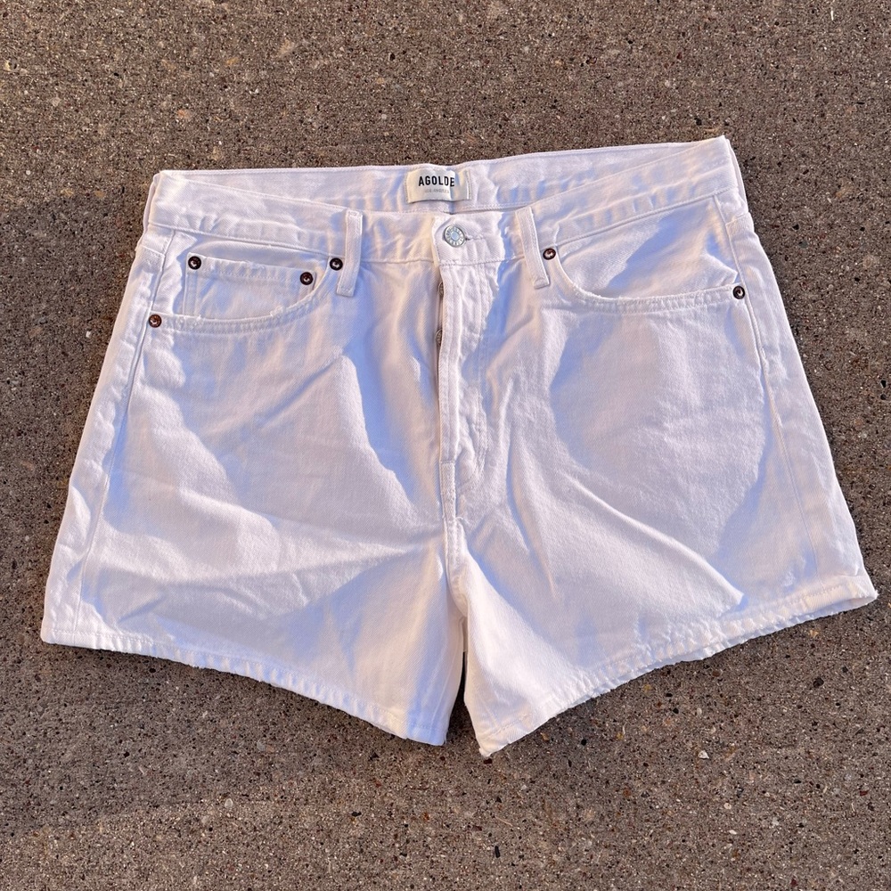 Agolde Parker relaxed denim shorts white high waisted bottoms